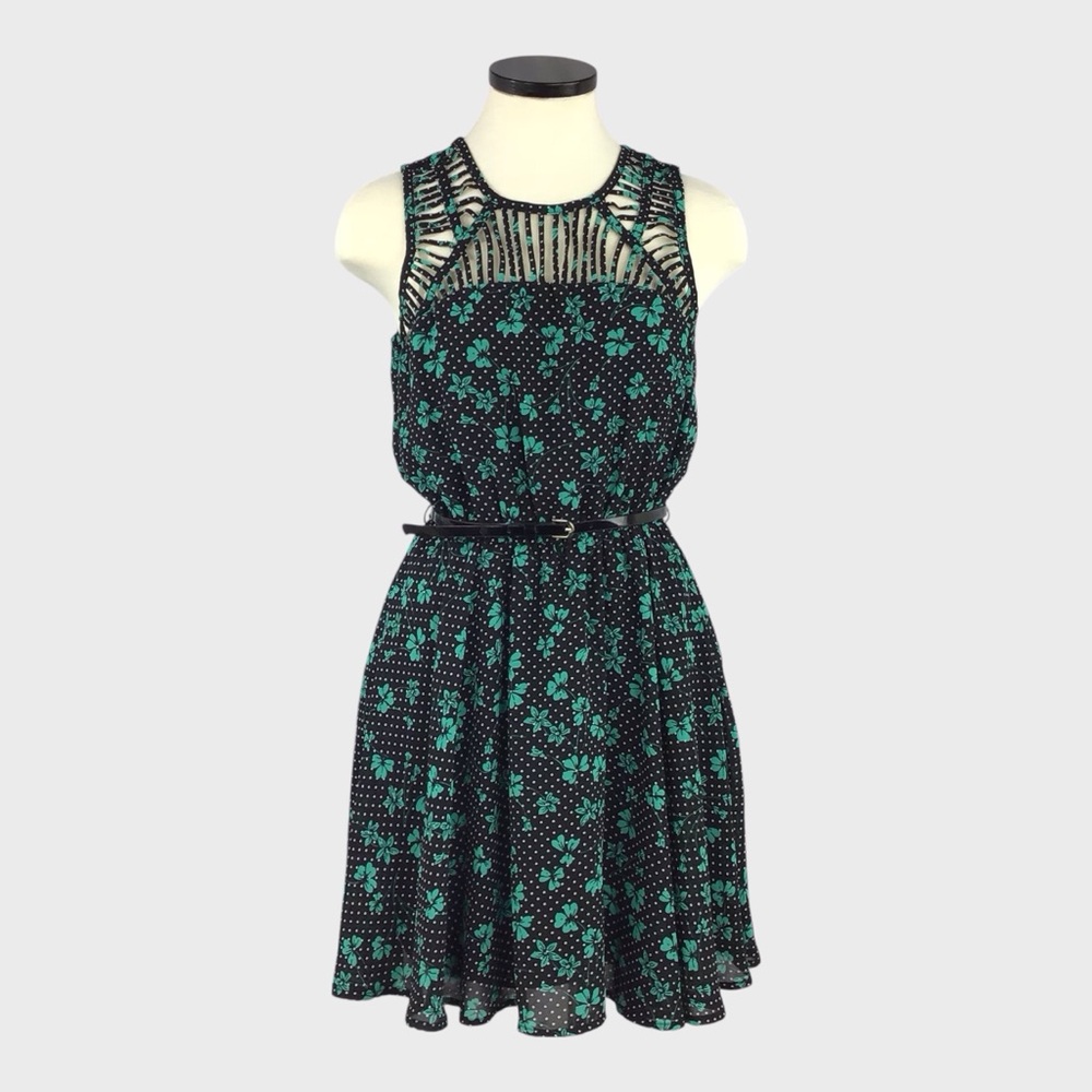 Candie’s Floral Cutout Sleeveless Fit and Flare Dress
